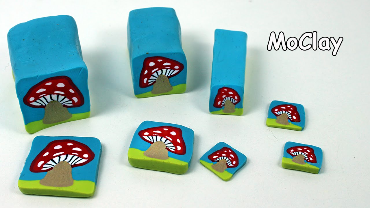 Polymer clay mushroom millefiori cane - Murrina Hongo - Fungo