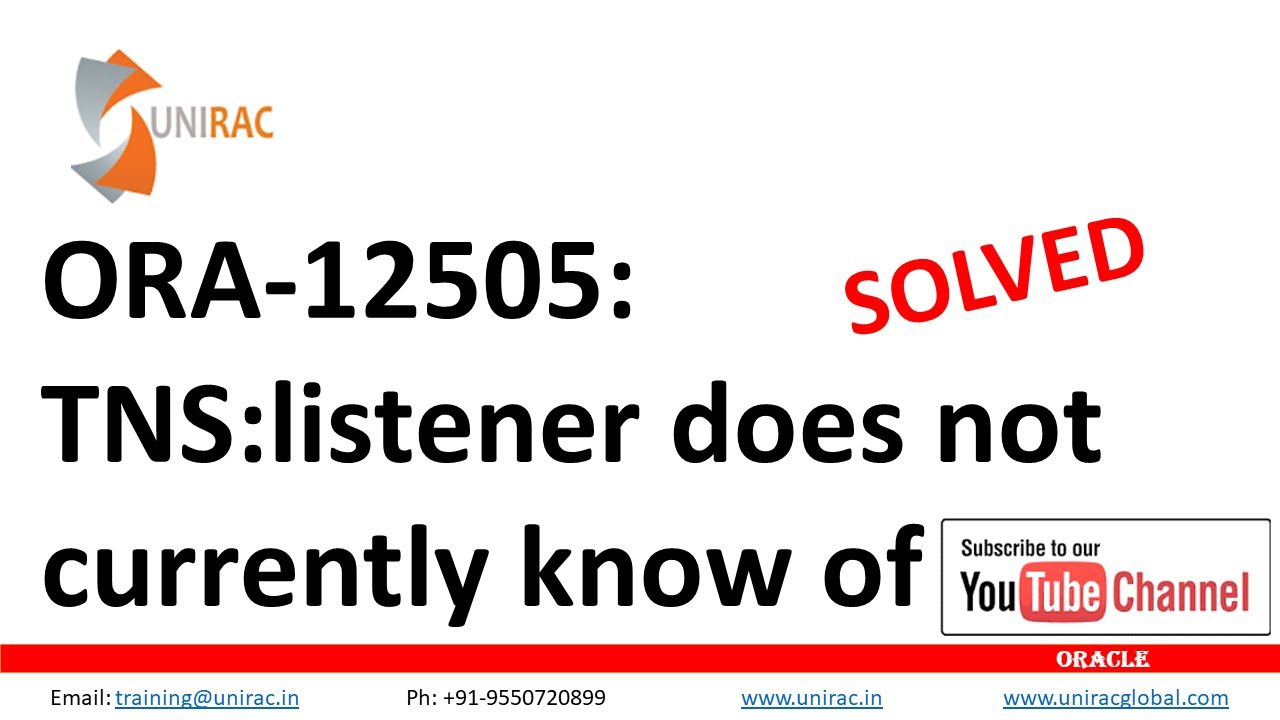 ora 12505 || ora-12505: TNS:listener does not currently know of SID [solved] ✅ || 12505