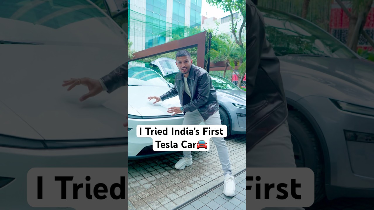 I Tried India&rsquo;s First Tesla Car 🚗  #tesla #shorts