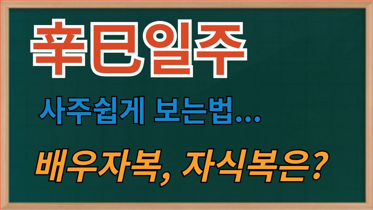 신사일주 --배우자복, 자식복 간단히 보기--사주보는법