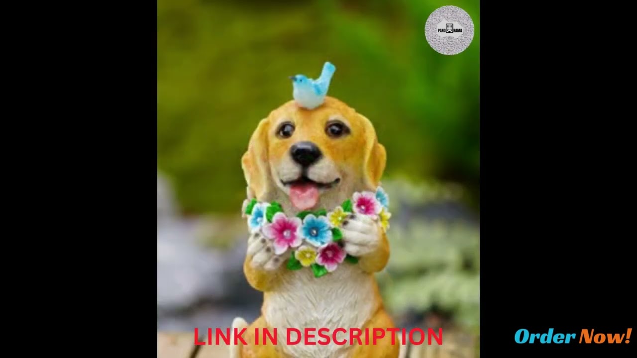 Dog Garden Statue |  Solar Dog and Butterfly LED Lights Figurine