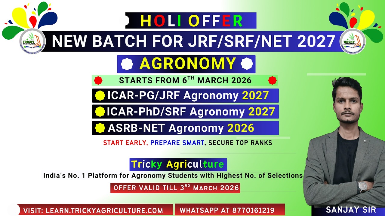 New Batch For JRF, SRF & NET Agronomy 2027 Complete Detail By Sanjay Sir |Tricky Agriculture