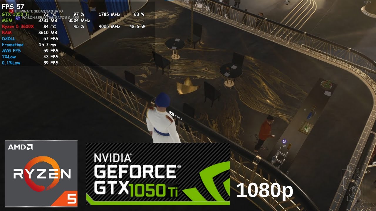 Hitman 3 GTX 1050 Ti + Ryzen 5 3600X 1080p test in 2023