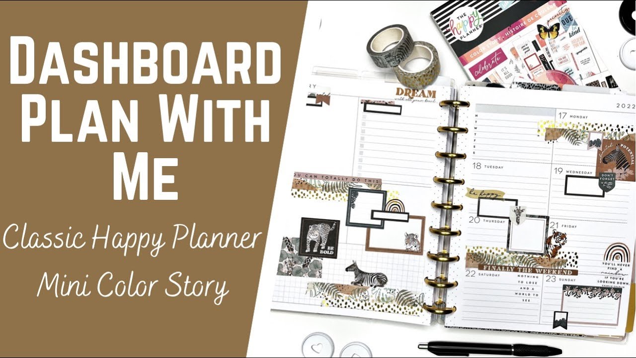 Dashboard Plan with Me - Classic Happy Planner - Mini Color Story Neutral Jungle
