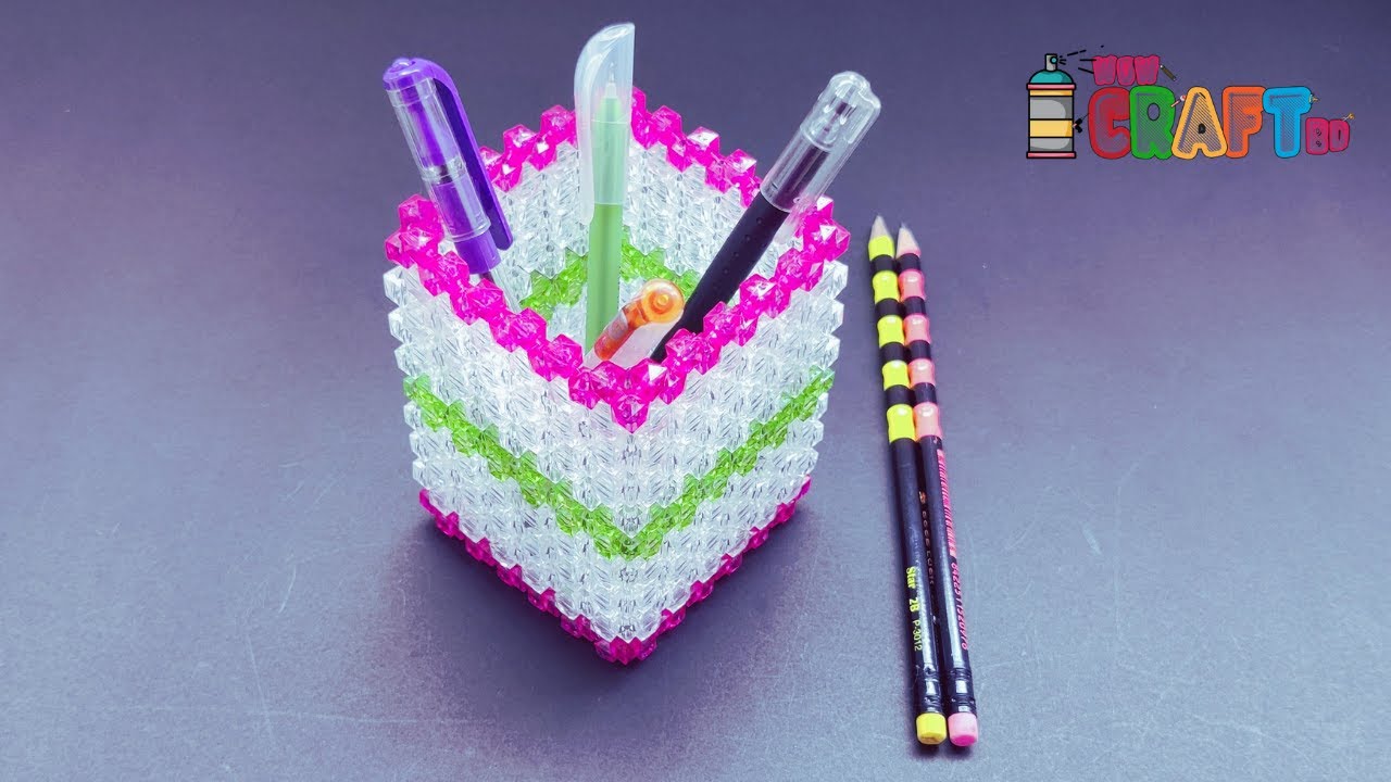 How to make a beaded pen holder | Pen Holder Making | DIY Craft Idea - Wow Craft BD