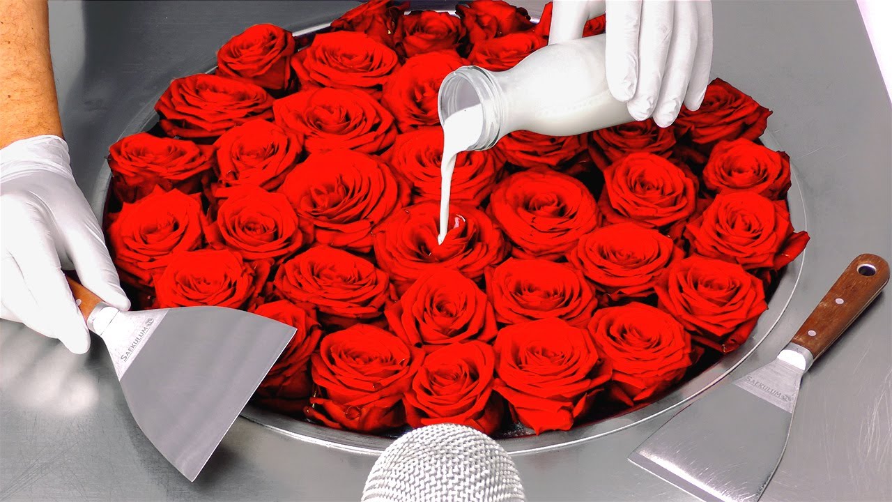 Roses Ice Cream Rolls for Valentines Day | ASMR