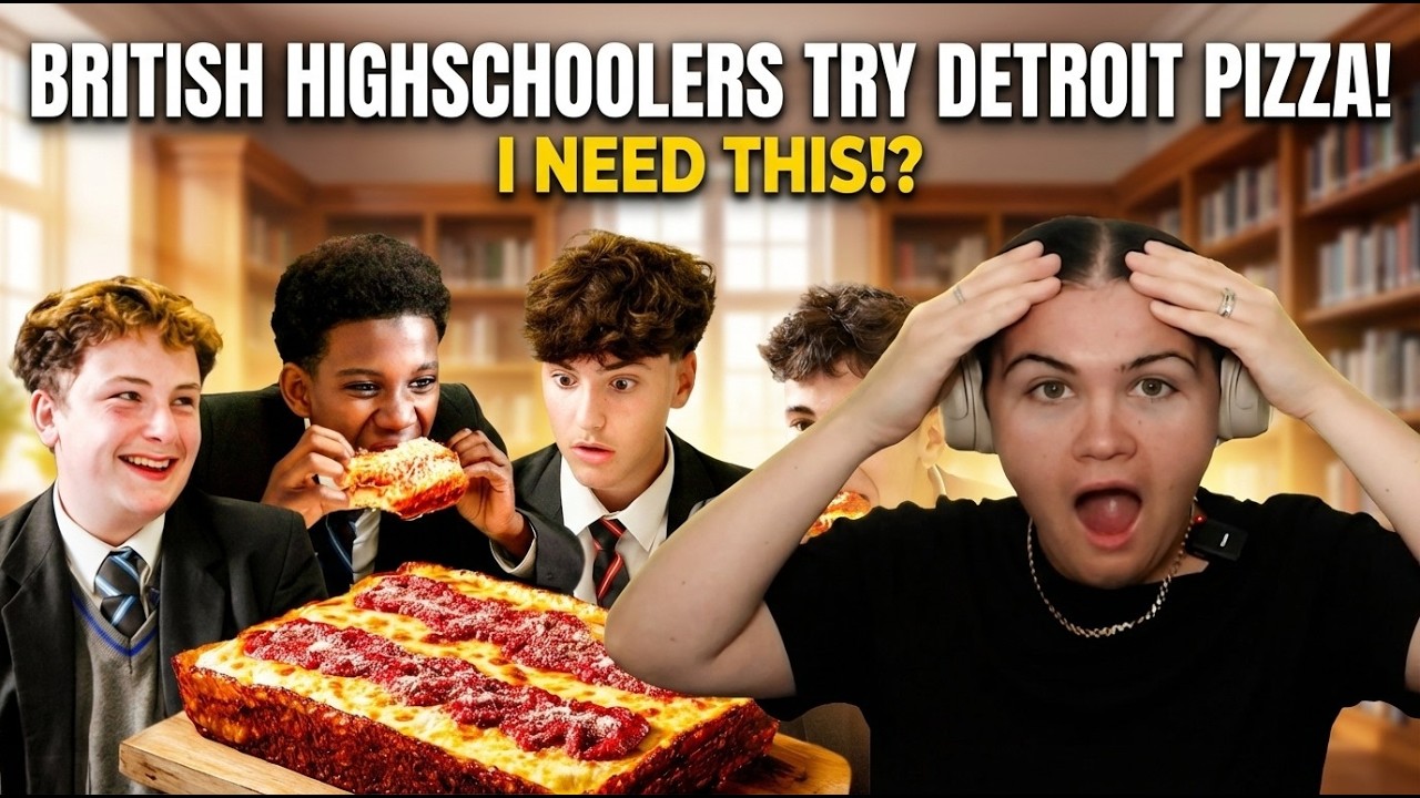 Brit Reacts to British Highschoolers try Detroit Pizza!