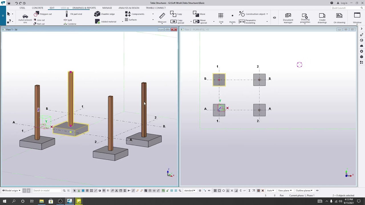 6. Tekla Structures Tutorials | how to copy members in Tekla Structures 2021
