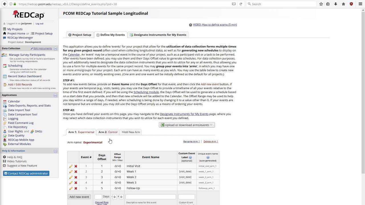 REDCap Tutorial Video 9: Longitudinal Projects