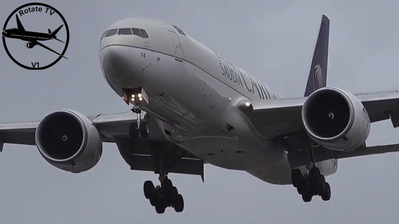 Saudia Cargo Boeing 777 Landing at Birmingham Airport to pick up more horse power 🐎