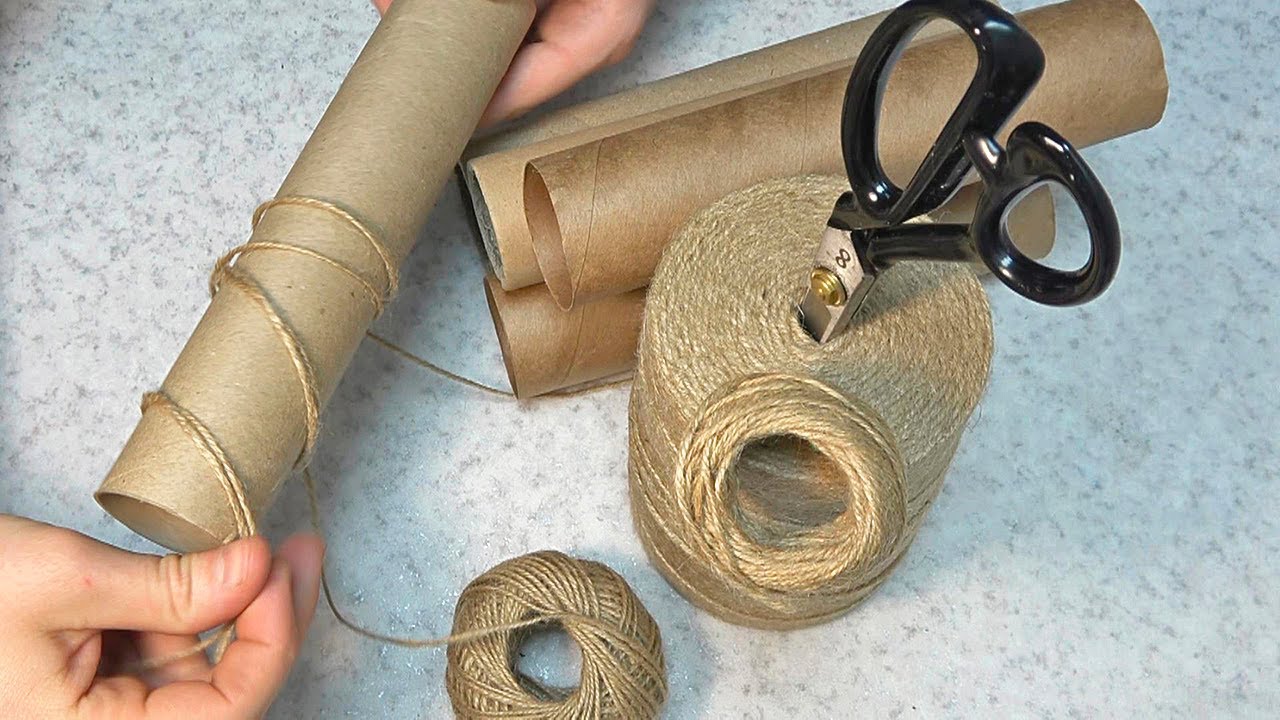 Тубы от бумажных полотенец + шпагат и верёвка, невероятно красивая и полезная поделка!