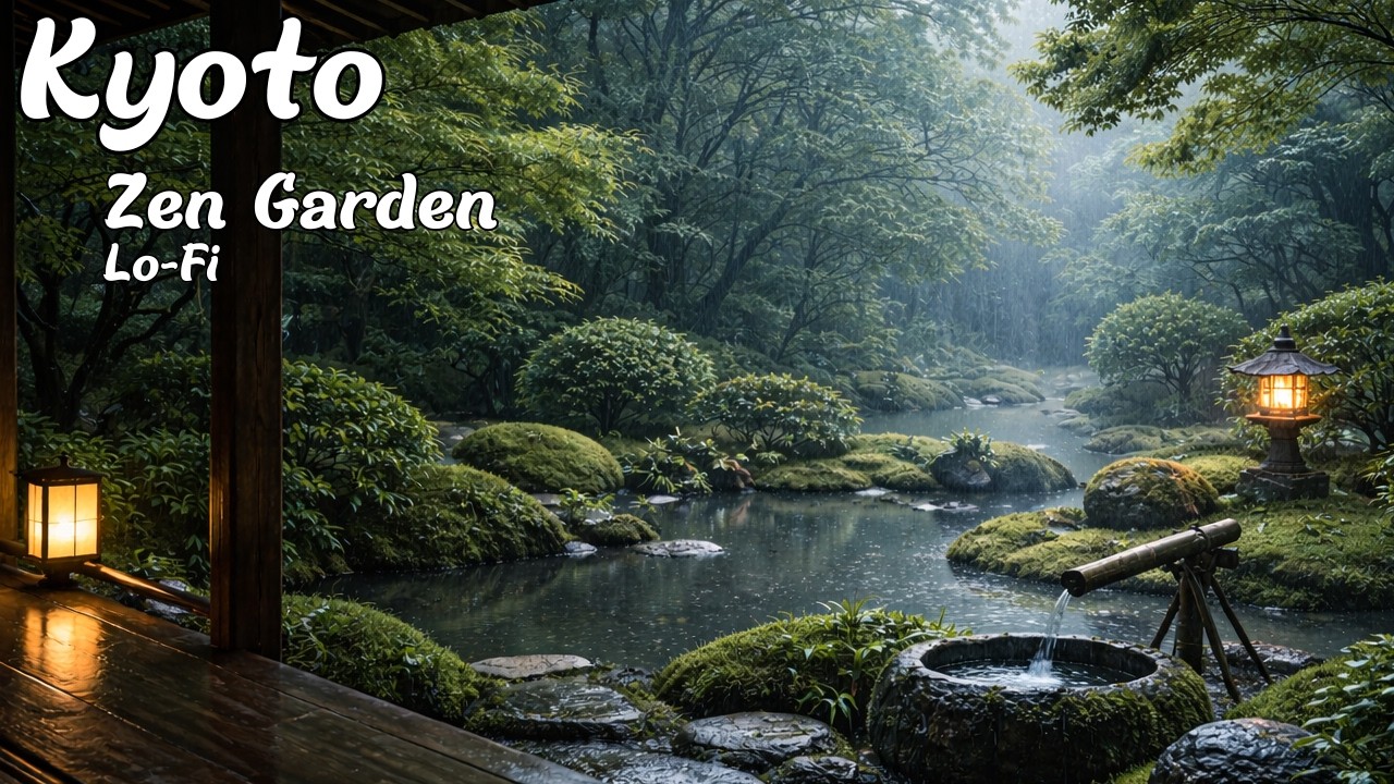 Rainy Kyoto Zen Garden LoFi for Study & Meditation 雨に包まれる京都庭園 – 禅の静寂