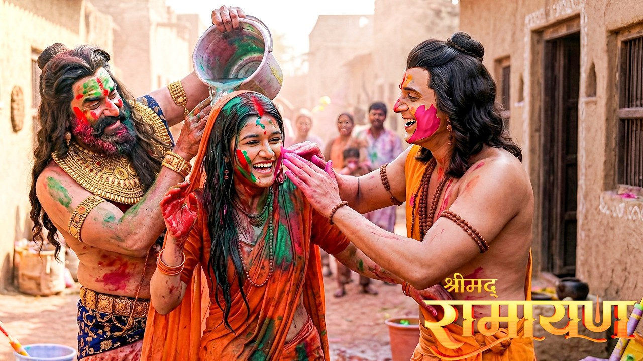 राम और सीता माता के संग रावण ने भी खेली होली || Shrimad Ramayan