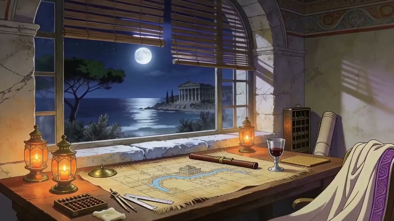 西元2世紀，以弗所城郊，一位羅馬工程師在別墅書房內核對圖紙#relaxing #rain #rainsounds #asmr #relax #peace #SleepSounds #빗소리