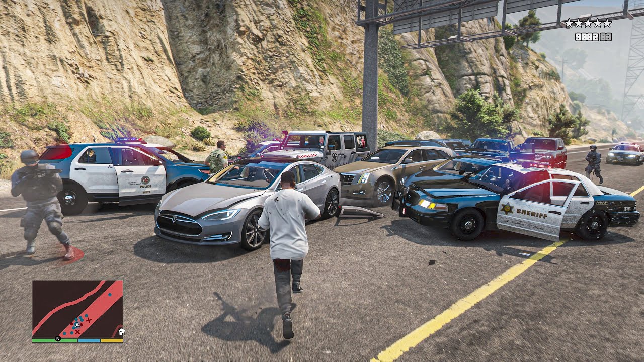 GTA 5 Real Life Traffic Mod - 5 Star Rampage Gameplay - Central Real-Life Traffic Mod v1.9 Test