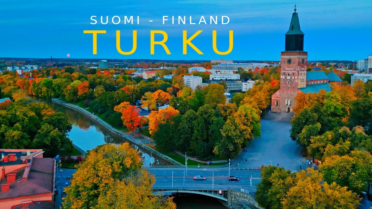 Flying Finland: Evening in Turku City Centre and Turku Cathedral, October 2025 [4K] #slowtv