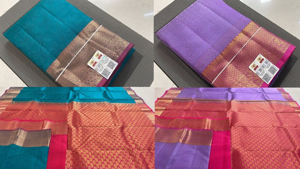 Pure Kancheepuram Silk Sarees With Fancy Zari Border And Rich Contrast Pallu