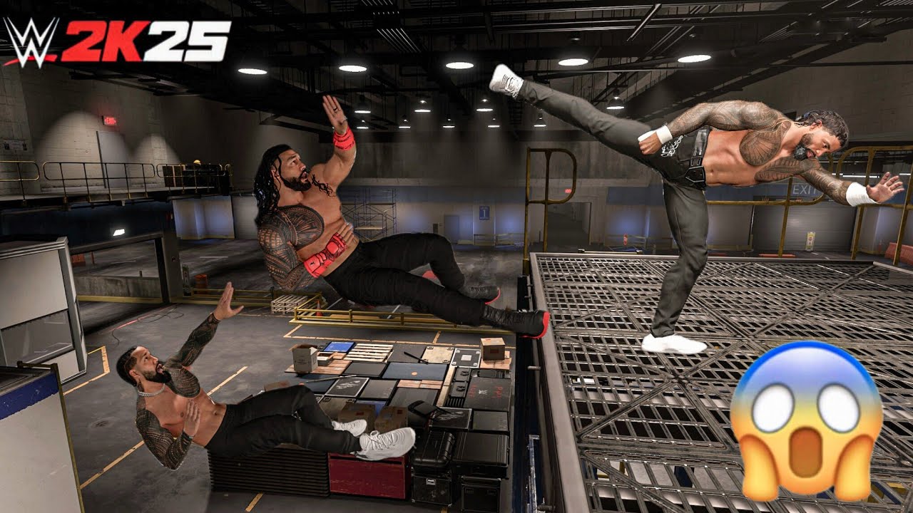WWE 2K25 - Jey Uso destroys OG Bloodline at Backstage Brawl | Gameplay