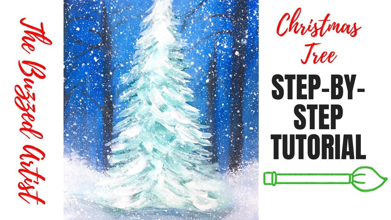 Easy Snowy Christmas Tree | Acrylic Painting Tutorial for Beginners