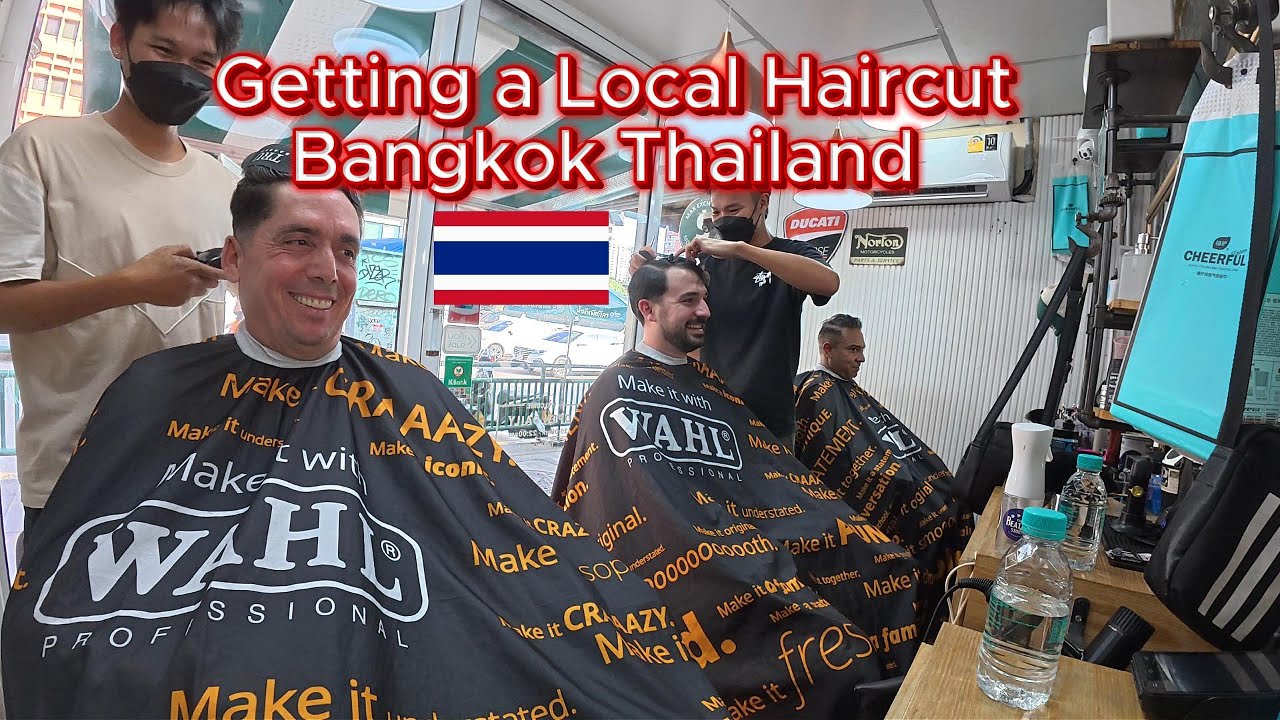 Haircut in Bangkok Thailand: Amazing local barber.