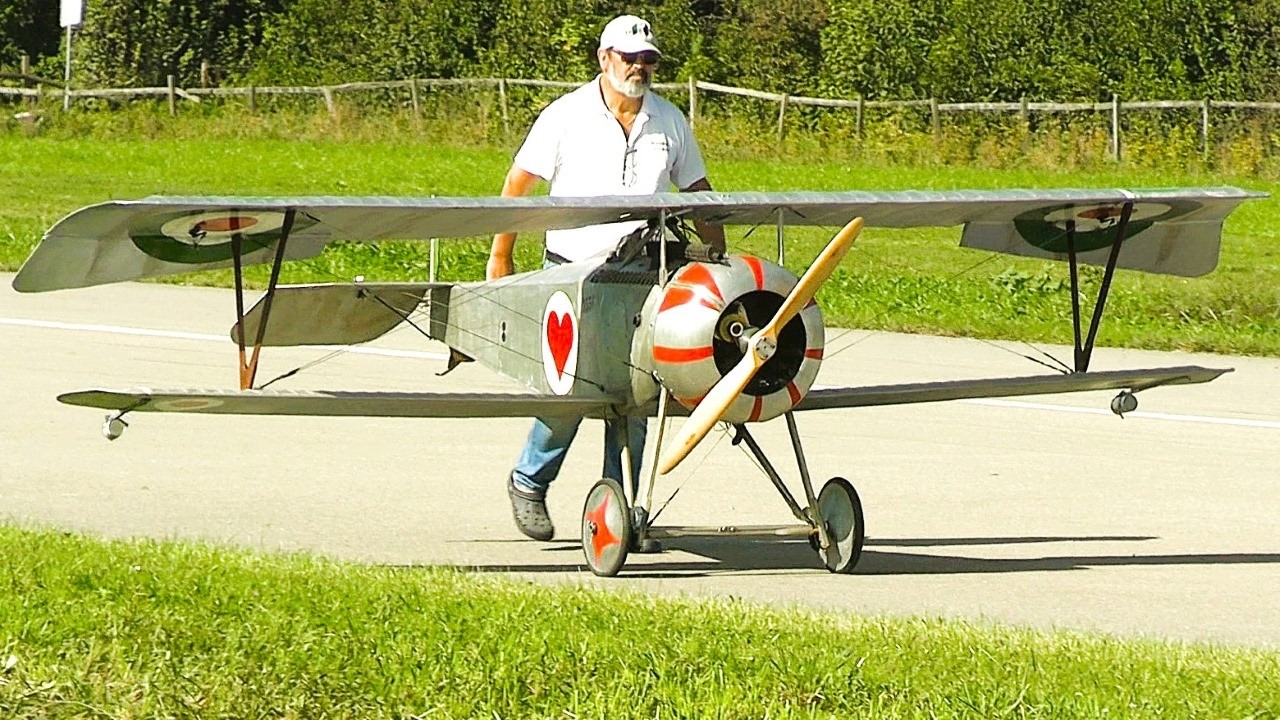 HUGE RC WW1 NIEUPORT 17 Biplane Fighter Aircraft Scale Models - Swiss R/C Flying Day