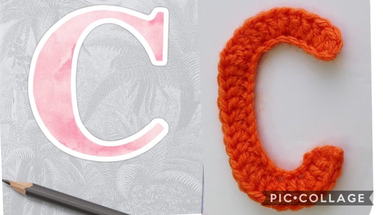 How to crochet a letter C  بالكروشيه سهل وميدالية جميلة  C حرف