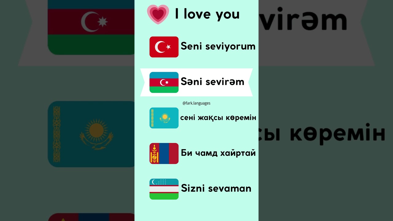 I love you #turkish #azerbaijan #kazakhstan #uzbek #language #turkic #turkiclanguages #language