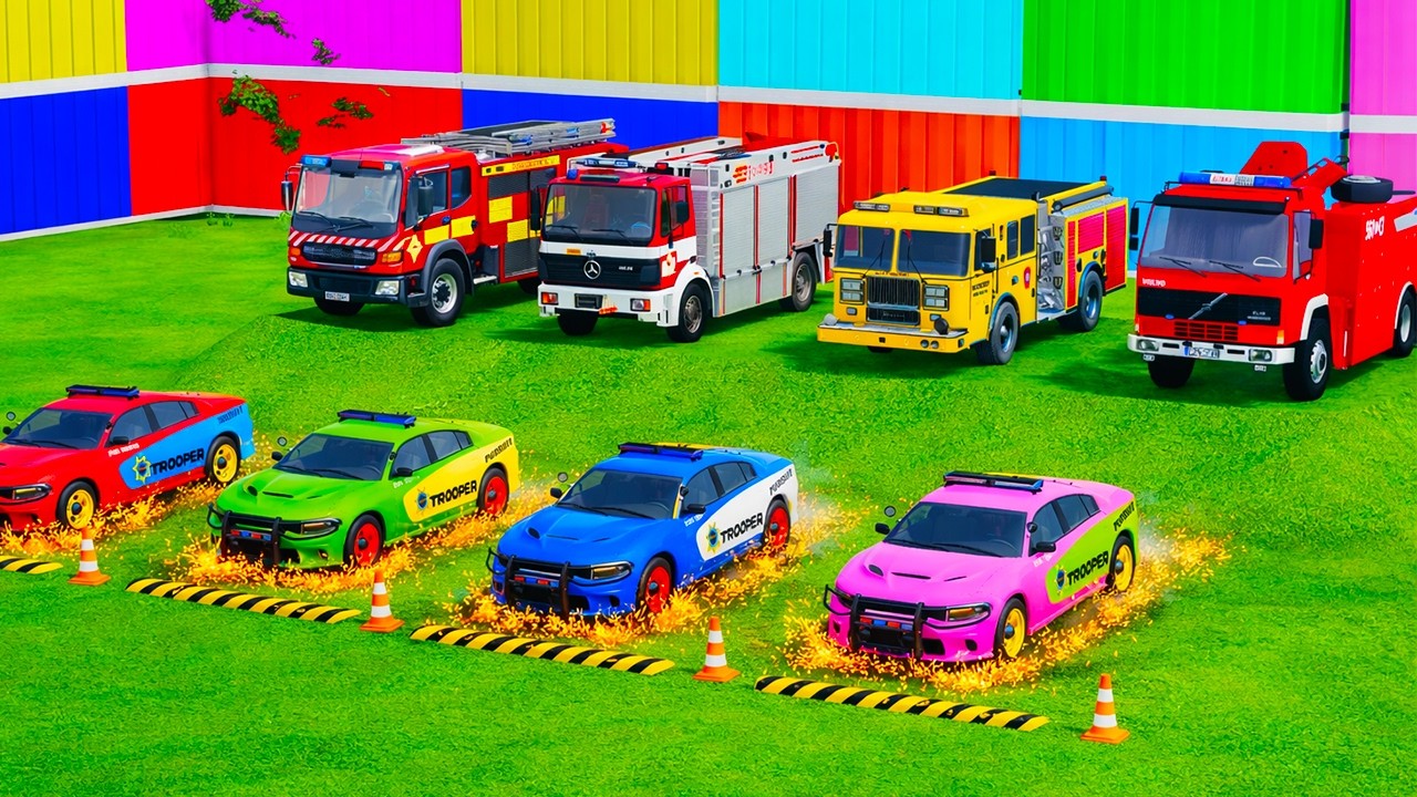 RAINBOW PLAY GARAGE – TRANSPORTING POLICE CARS, AMBULANCE, FIRE TRUCK - Farming Simulator 22
