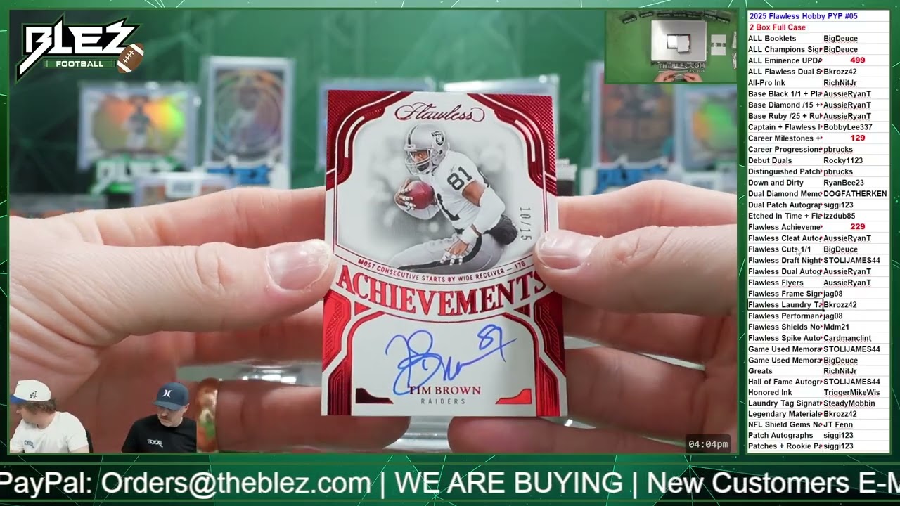 2025 Flawless Hobby PYP #05 2 Box Full Case NFL Pick Your Parallel Break