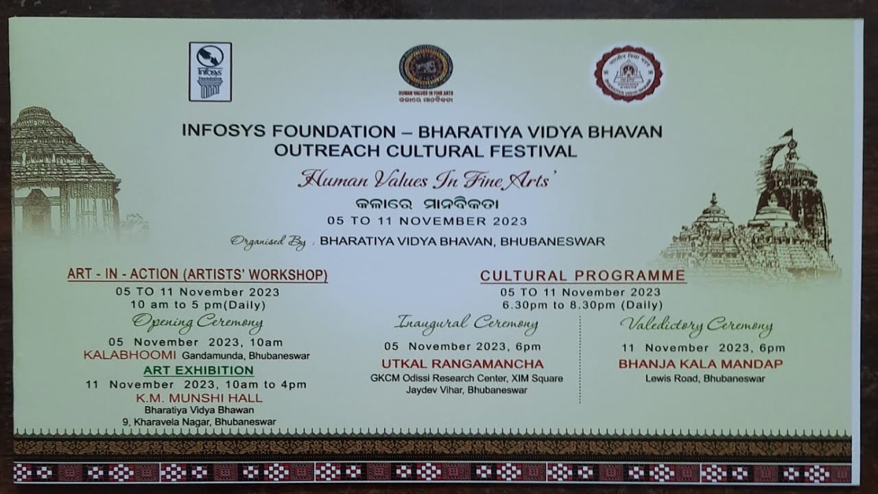 INFOSYS FOUNDATION-BHARATIYA VIDYA BHAVAN OUTREACH CULTURAL FESTIVAL -05.11.2023  06.30PM