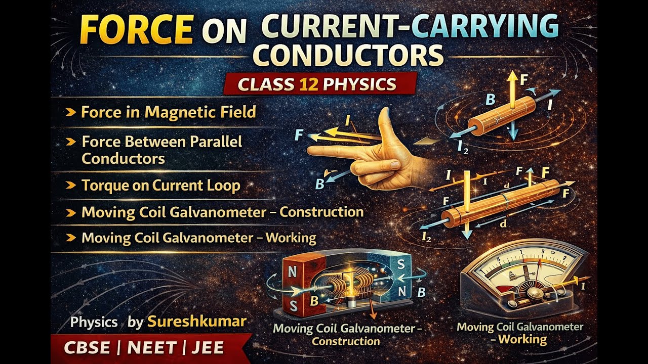 Moving Charges & Magnetism - 5 | Force on Current Carrying Conductors & Galvanometer | CBSE | NCERT