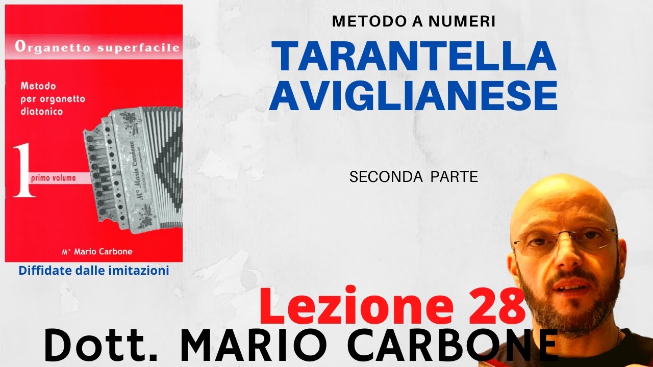 Lezione di Organetto n° 28 TARANTELLA AVIGLIANESE - Seconda Parte -  METODO A NUMERI Mario Carbone