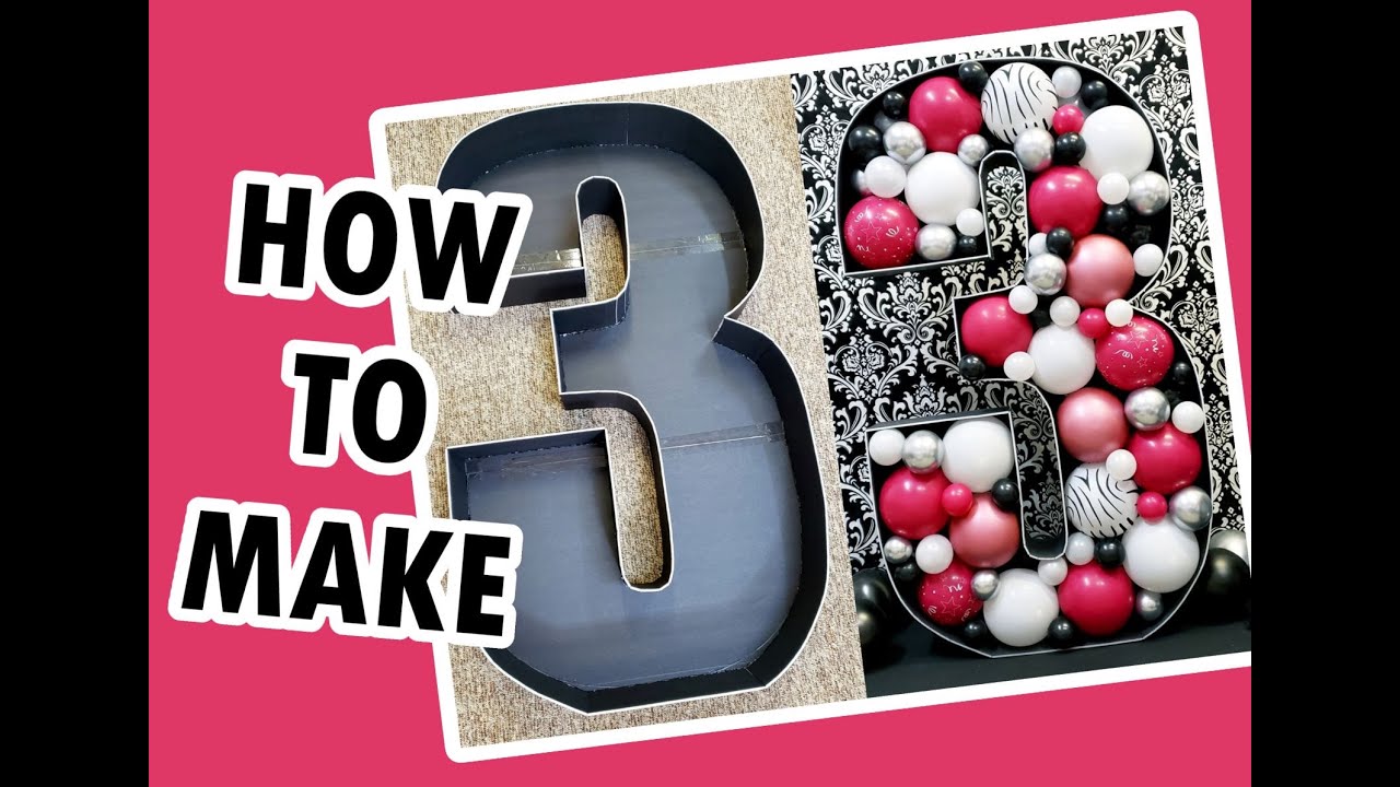 DIY 3rd birthday balloon number -  large party decoration/backdrop - Extended video