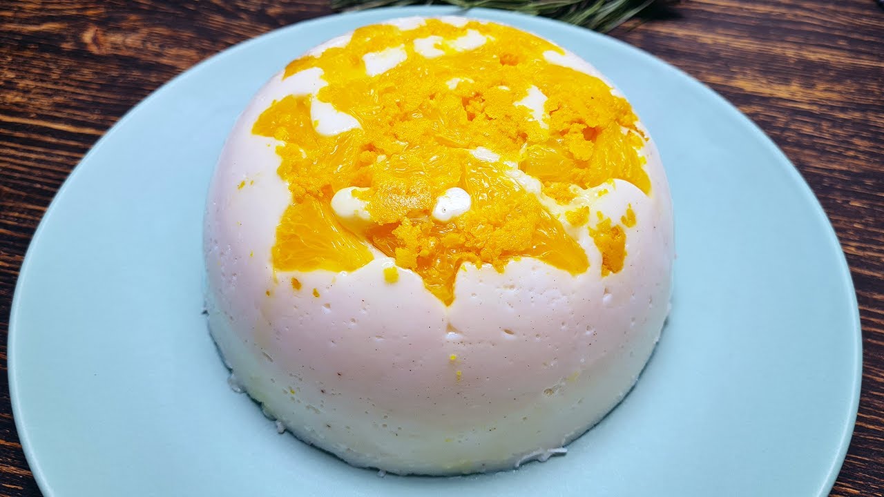 Orangenmousse-Rezept ohne Gelatine und Backen, in 5 Minuten!