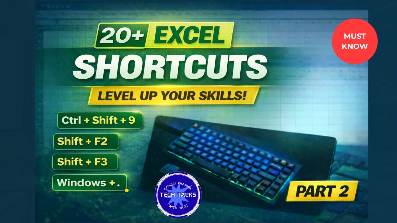 MS Excel Most Useful Shortcuts Explanation in Telugu with Examples | Part 2 | Tech Talks With Raju