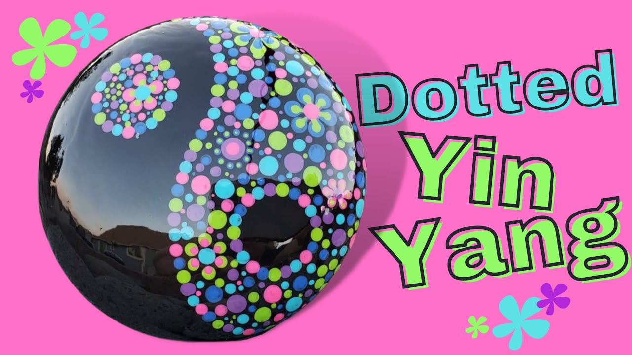 Rock Painting - Colorful Dotted Yin Yang Tutorial