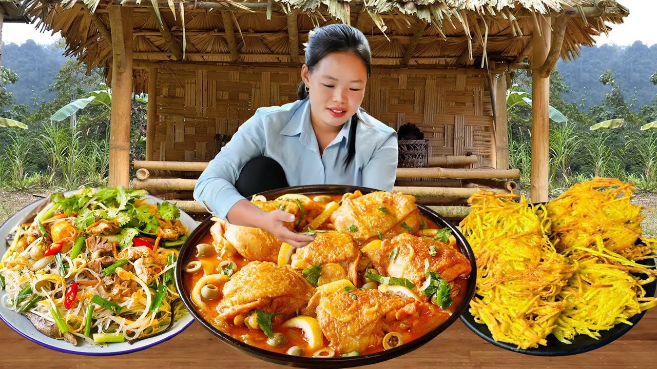 Cozy Dinner with Traditional Chicken Stewed with Scallions by Family Recipe | Cooking and Harvesting