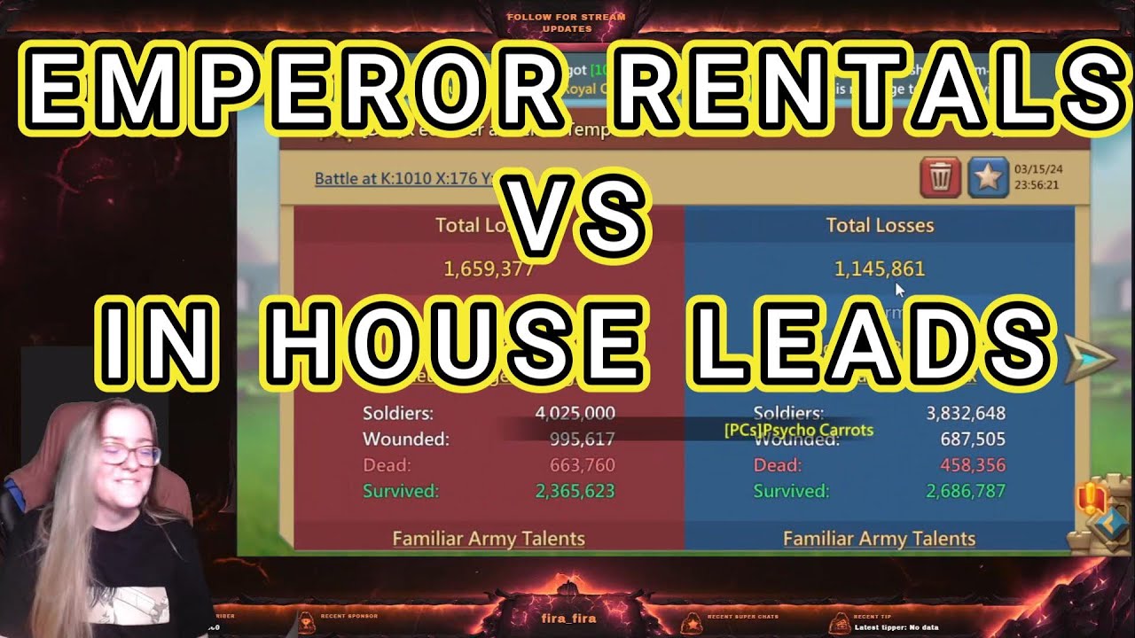 PCs WoW vs Emperor Rentals!!   K1010 Lords Mobile