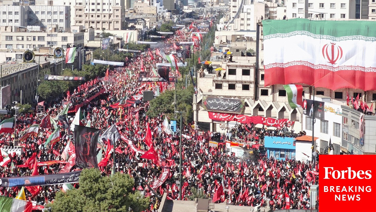 Massive Crowds Attend Funeral Ceremony For Ayatollah Ali Khamenei In Mashhad, Iran