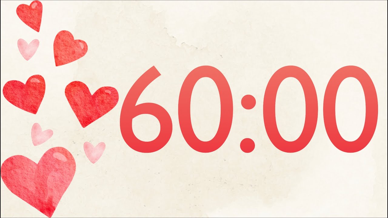 60 Minute Fun Valentine's Heart Timer (Harp Tones at End)