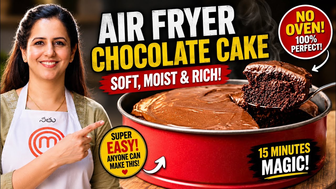 Perfect Air Fryer Cake | Eggless Chocolate Cake That Melts In Mouth