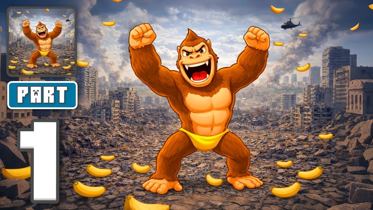 Gorilla Race! - Gameplay Walkthrough Part 1 - Power Sprint Madness (iOS, Android)