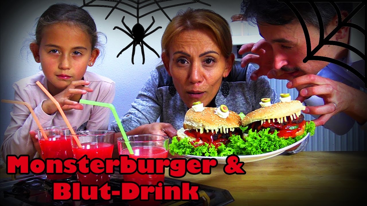 HALLOWEEN PARTYFOOD SNACKS | Gruselmenü Monsterburger Blutdrink einfach schnell | CuteBabyMiley