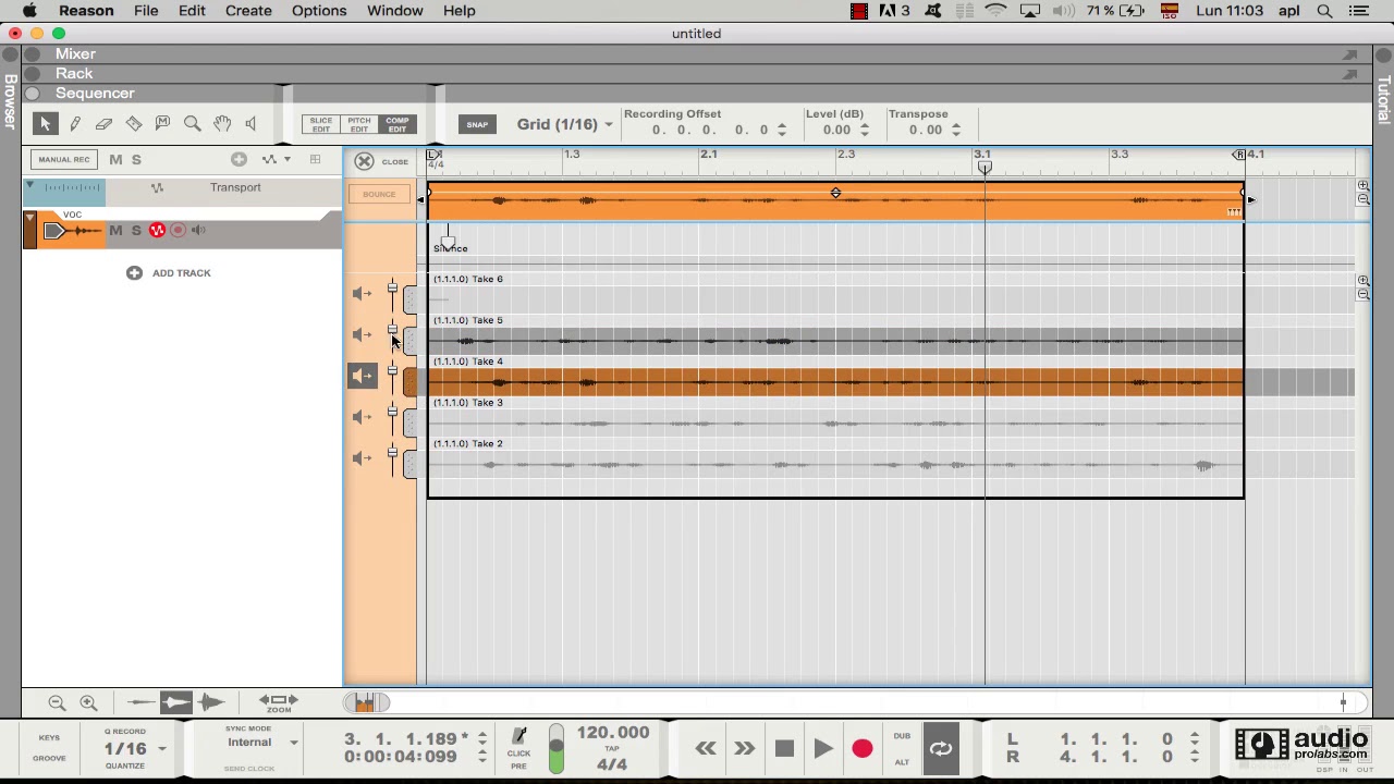 Tutorial Reason grabación de audio - Editar compilación de tomas