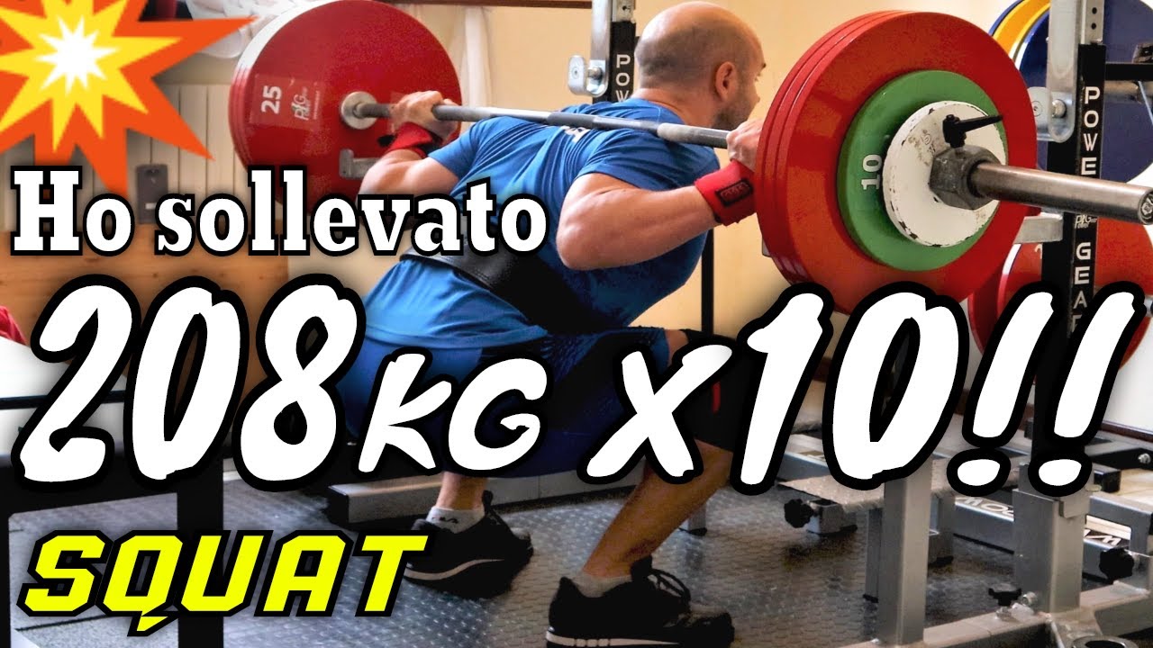 208 KG X 10!! - SQUAT CON BILANCIERE // Allenamento Ipertrofia Gambe in Home Gym