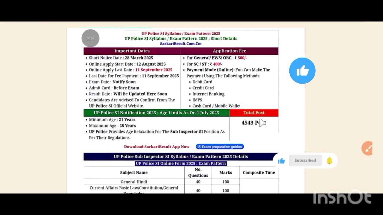 UPSI Exam date | UPSI syllabus| vacancy up police| UPSI 2025| paper pattern| update|up police 2026