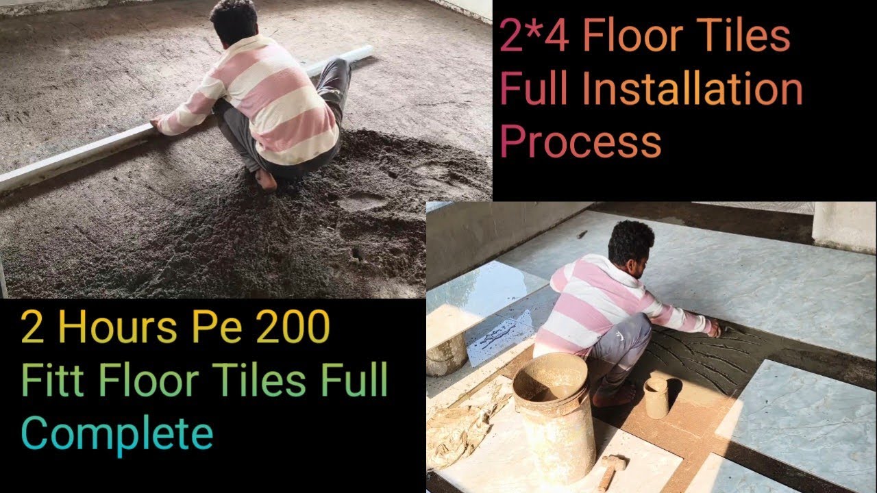 Techniques Of Large 2*4 Floor Tiles Installation Full Process| Floor Tiles kase lagaye 🔥🔥|