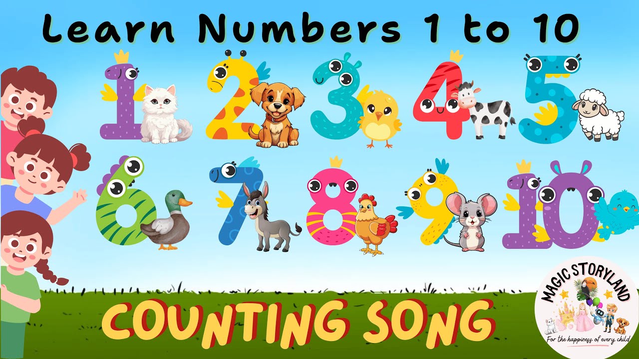 123 Numbers Song🔢| Learn Numbers 1 to 10 with Animals 🐈🐶🐣| Counting Song One to Ten | Nursery Rhymes