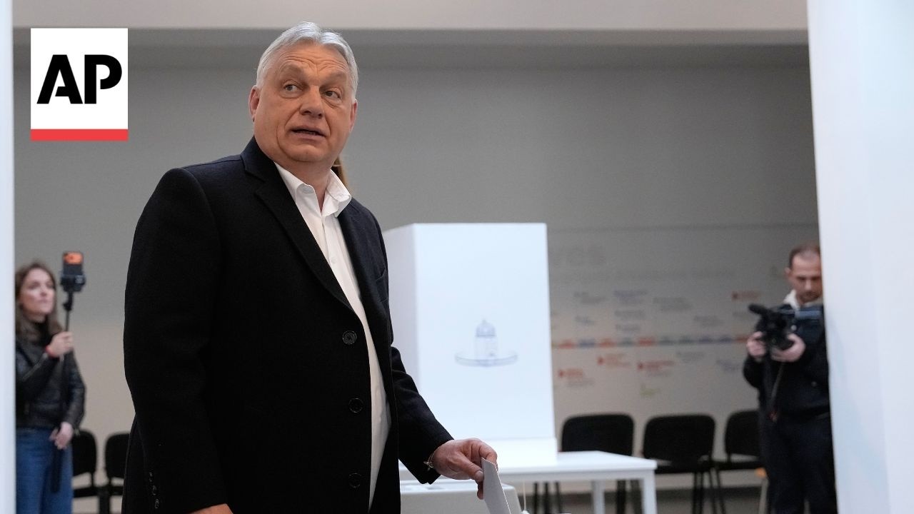Hungary Prime Minister Viktor Orb&aacute;n casts vote in crucial election