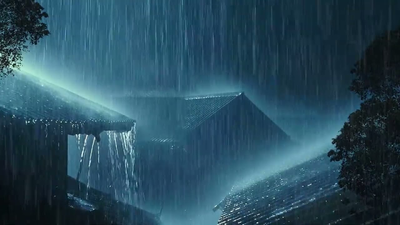Heavy Rain on a Tin Roof for Sleeping 24/7 🌧️ Deep Sleep Relaxing Rain Sounds
